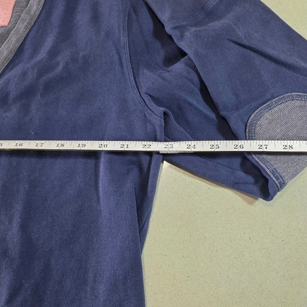 Banana Republic Mens XL Blue Cotton Elbow Patch V-Neck Button Cardigan Sweater